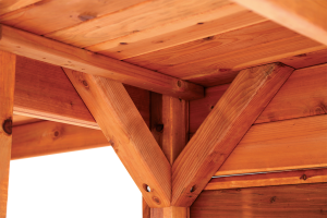 Countersunk screws so little knees can move safely along a Backyard Fun Factory playset.Quality Structure