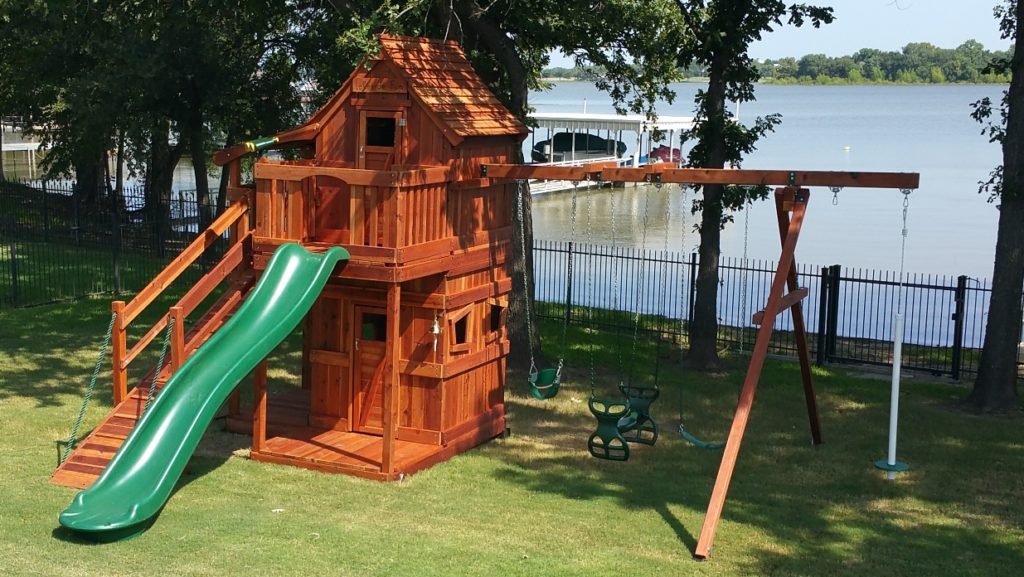 The Woodlands Texas Swing Set - Backyard Fun Factory