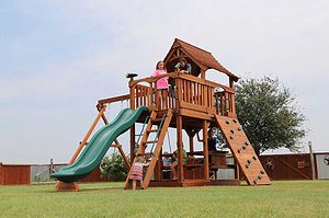  To find the best backyard playset find one with the best custom design, the best quality materials and the best company to service your investment. maverick swing set, fun deck, picnic table, rock wall