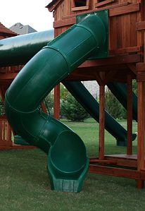 spiral tube slide accessories for swing set, green twister slide, green slide, swing set slide, enclosed slide