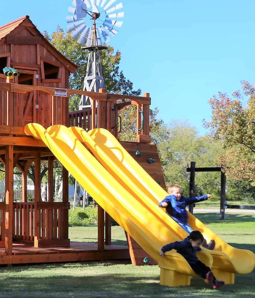 straight open slide, straight slide, yellow slide, swing set slide, playset slide, kids slide