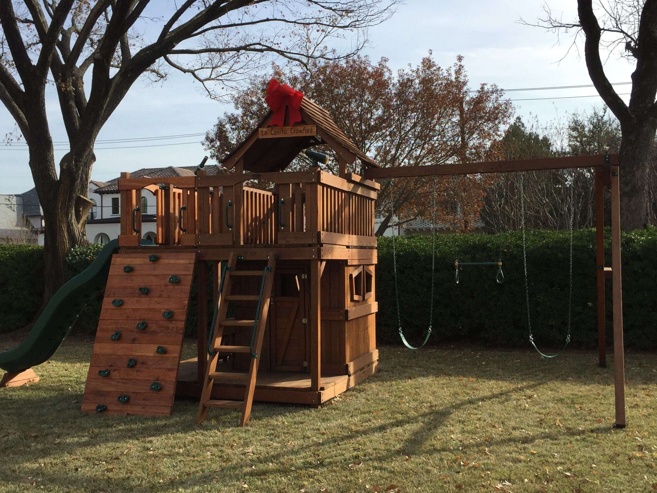 north texas christmas gifts for kids, backyard swing set with rock wall