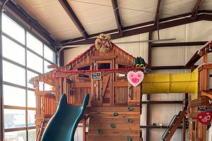 redwood playset, fort stockton swing set with open slide and crawl tube