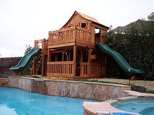 kids playset with slide into pool