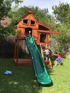 mustang swing set with upper cabin and slide