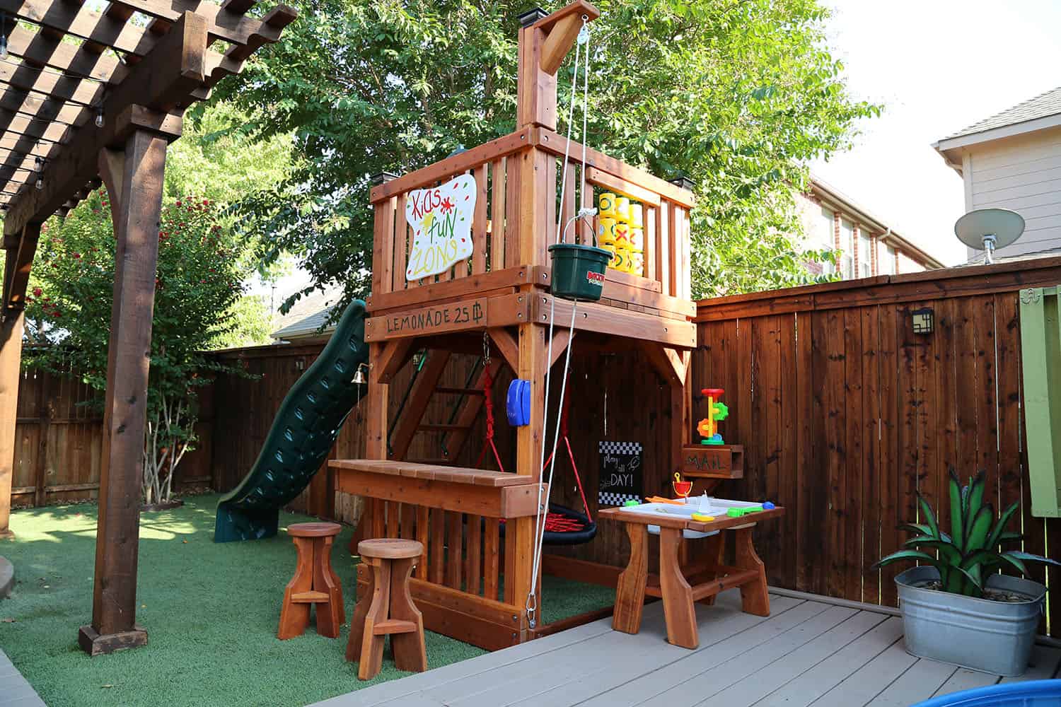 5.5' deck height, Southlake Micro-Set play set for small spaces in small backyards