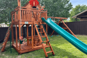 Playset decorated for Christmas