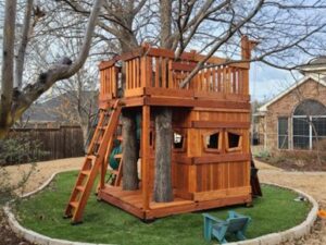 A unique playset build with threes and small footprint. 