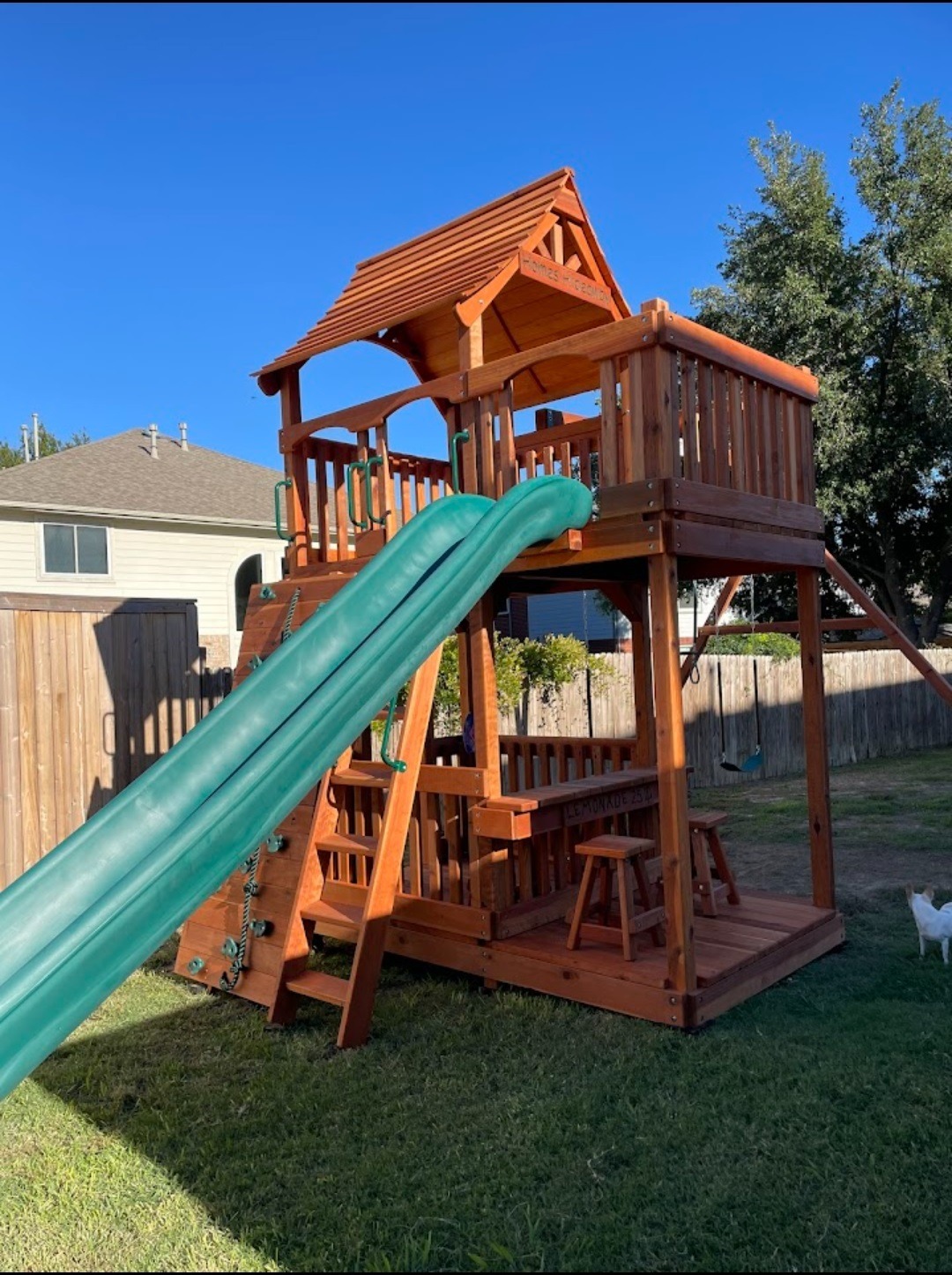 Mustang swing set, customer swing set review, redwood playset