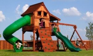 redwood swing set 6 foot deck height, maverick playset