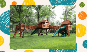 Whimsical Backyard Fun Factory playset.