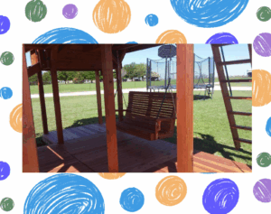 Under playset porch swing from Backyard Fun Factory.