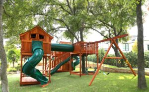 Beautiful playset bult by Backyard Fun Factory showing why American made matters.