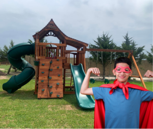 Outdoor playsets help to grow confidence and independence.