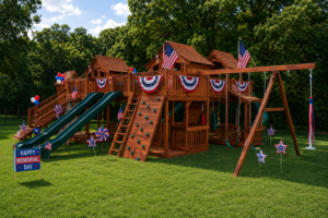 Backyard Fun Factory playsets are a great place for Memorial Day family activities.
