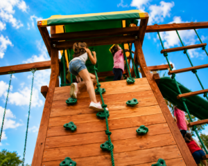 Let's find great backyard summer memories, as we exercise on a BFF playset.