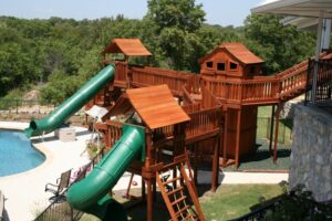 Create some family backyard summer memories, with a Backyard Fun Factory playset.