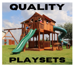 Children playing safely on a backyard quality playset from Backyard Fun Factory.