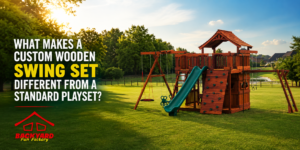 Custom swing sets are designed for your family's wants and needs and for your backyards footprint.