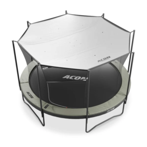 ACON Air Shade Gen 2.0 installed on a round trampoline for sun protection.